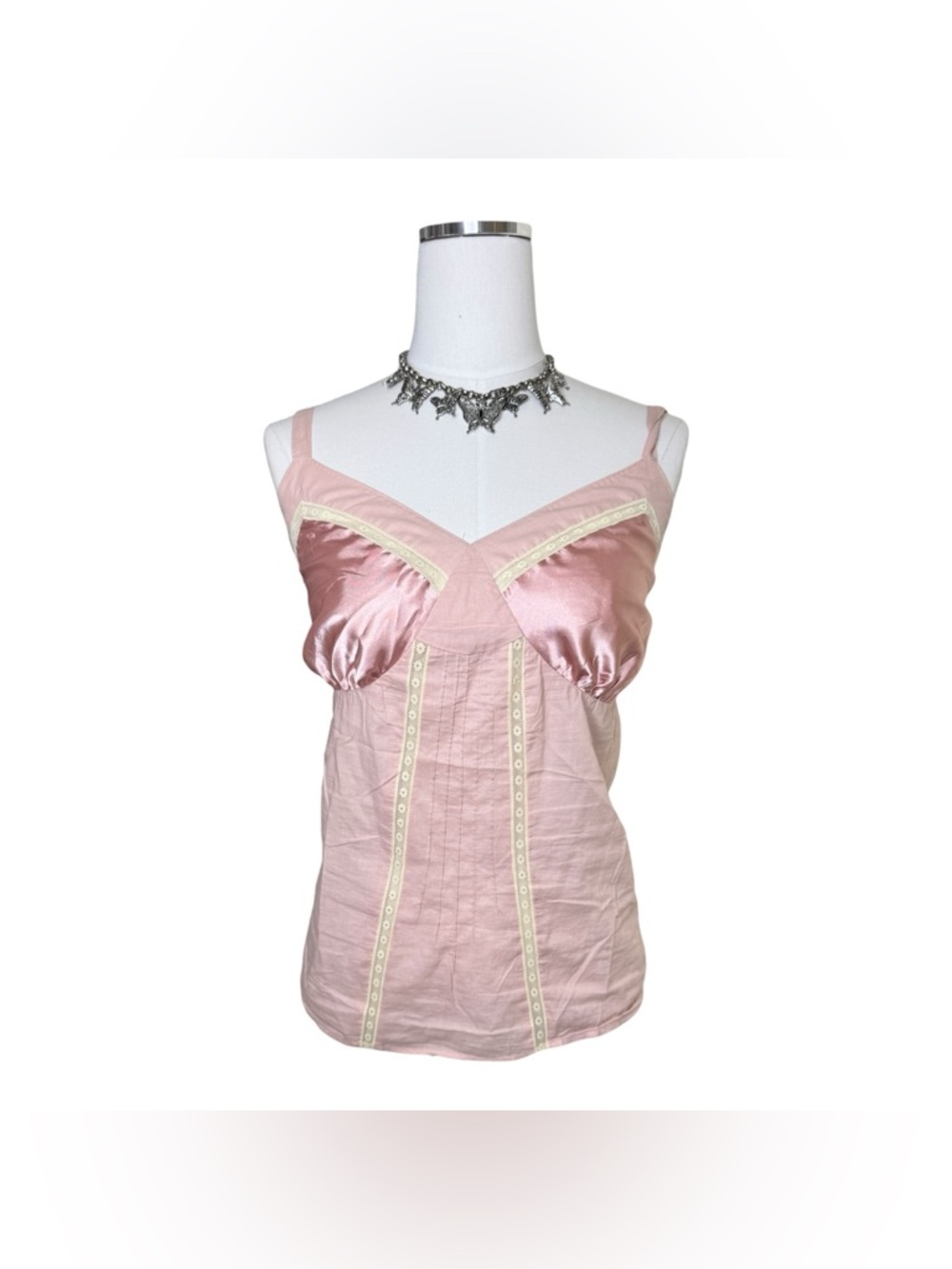 Y2K Lane Bryant Light Pink Coquette Lace-Trim Cami Plus Size 16